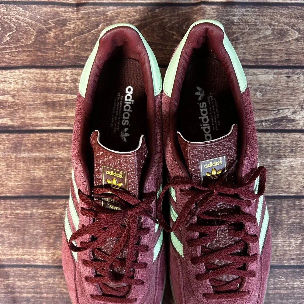 Adidas Gazelle Indoor IH7487 Burgundy Lime Green Gum Sole Mens Suede Sneakers 14